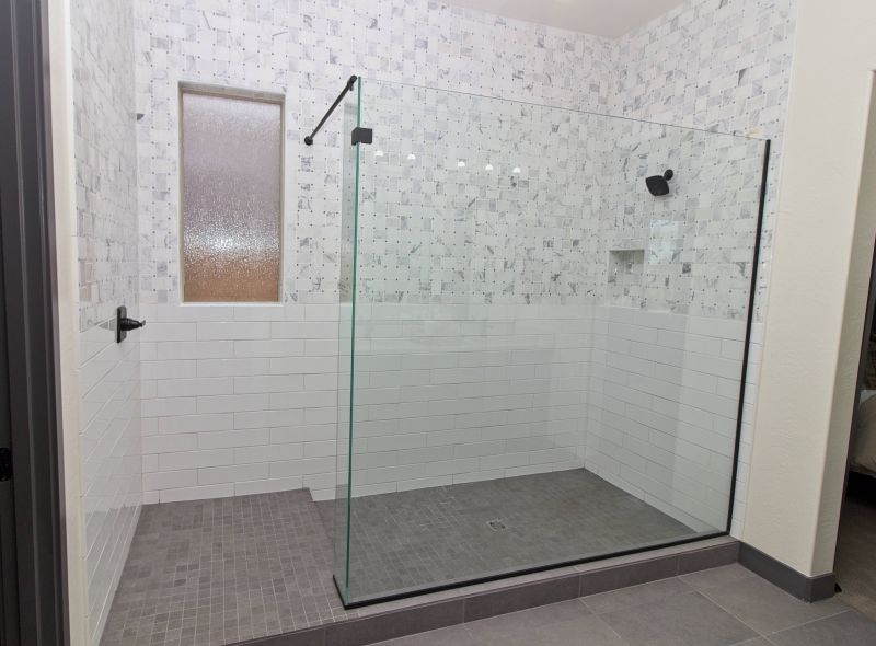 Glass Panel Shower with Accent Tiles